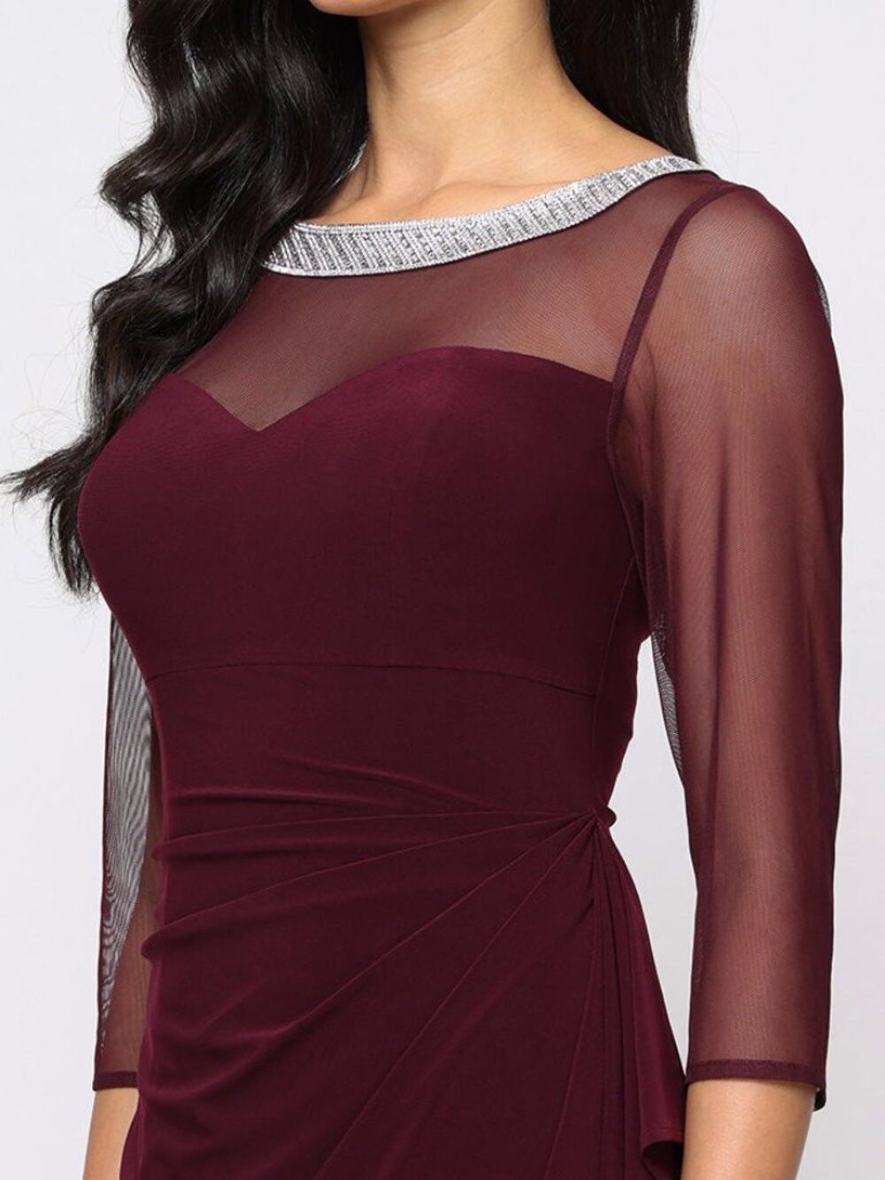 Alex Evenings Rhinestone DRESS 16 FIG Mother of Bride Groom NWT Burgundy Gown